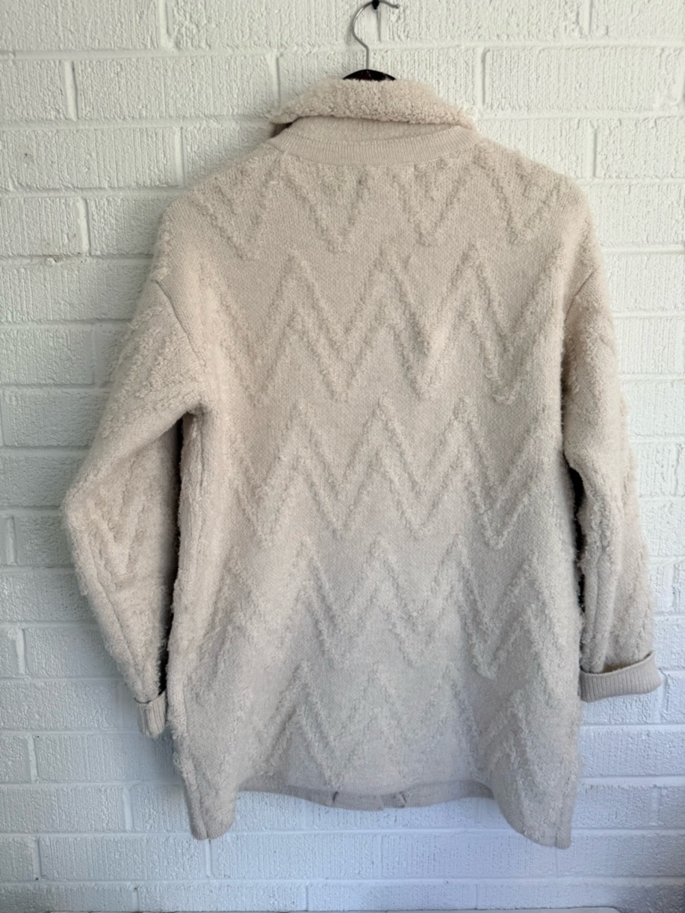 Anthropologie Cream Chevron Teddy Jacket - Picture 7 of 9